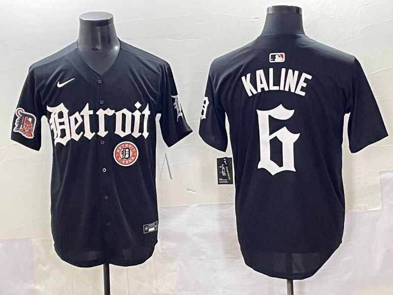 Men 2025 Detroit Tigers #6 Kaline Black Five generations Joint Name Nike MLB Jersey style 20